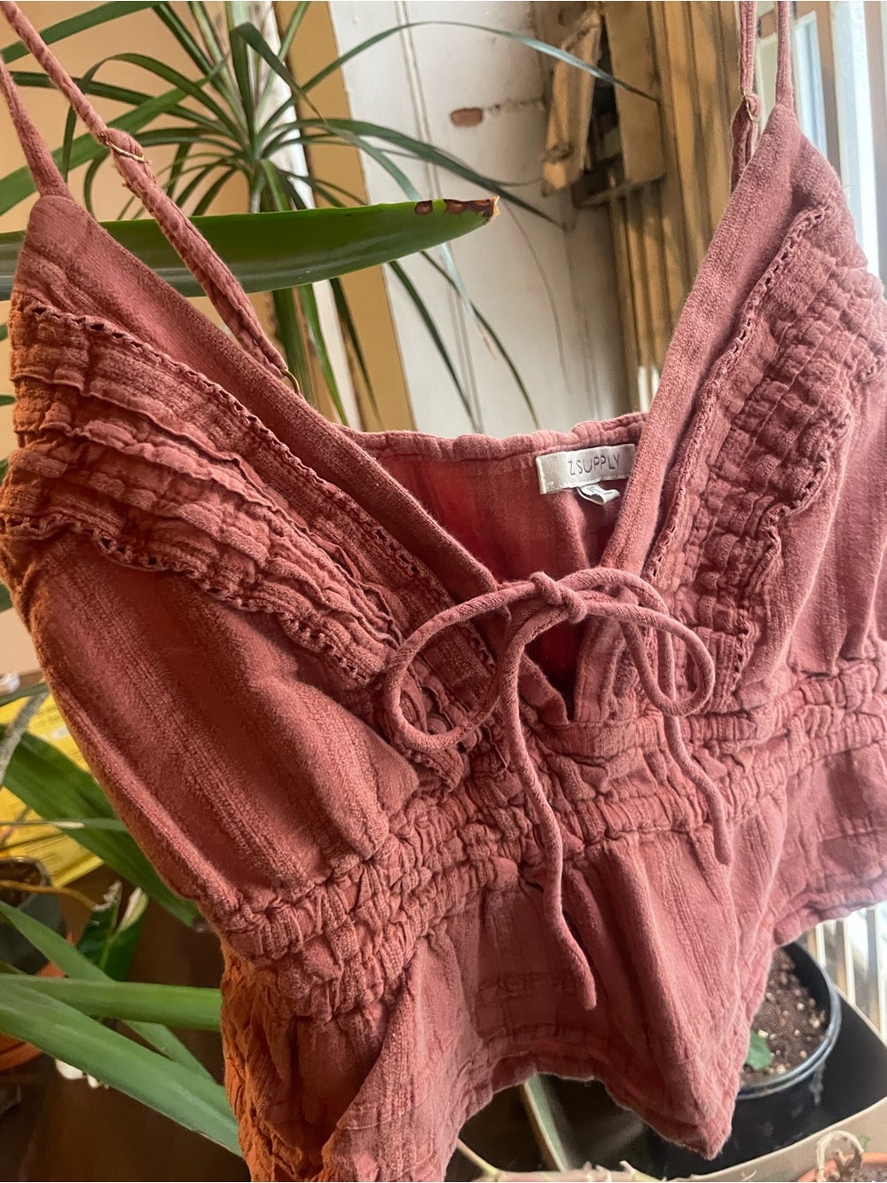 Z Supply Dusty Rose Smocked Cotton Tank